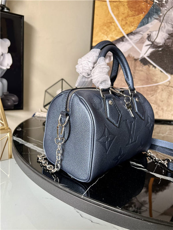 Louis Vuitton SPEEDY BANDOULIÈRE 20 Embossed grained cowhide leather M58953 Navy Nacre High