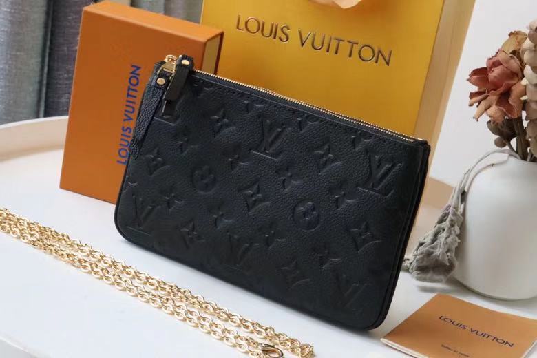 Louis Vuitton DOUBLE ZIP POCHETTE Monogram Empreinte Black High