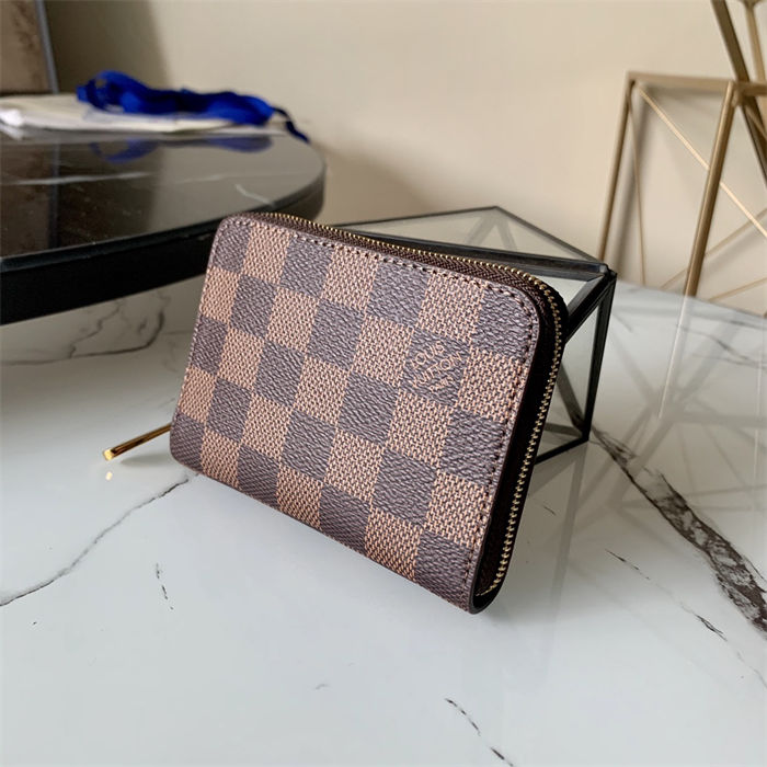 Louis Vuitton Zippy Coin Purse Damier Ebene Coffee-Inside N63070 High