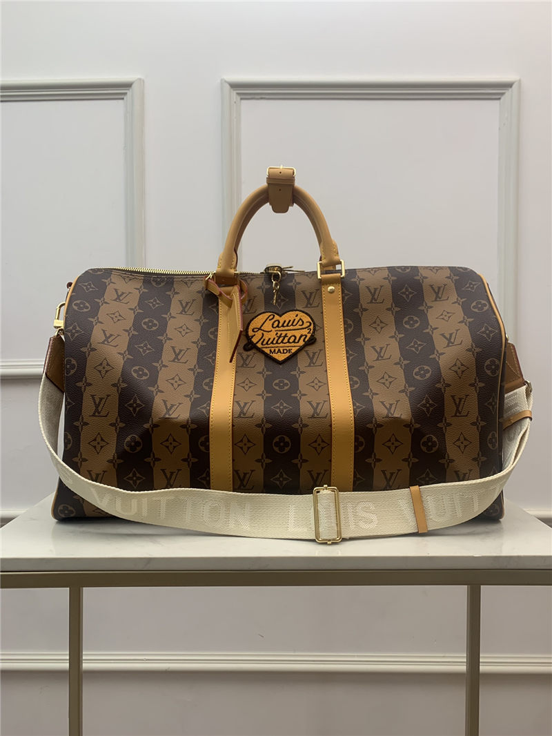 Louis Vuitton KEEPALL BANDOULIÈRE 50 Monogram Stripes Brown M45967 High