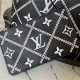 Louis Vuitton NEVERFULL MM Embroidered embossed supple grained cowhide leather Black M46040 High