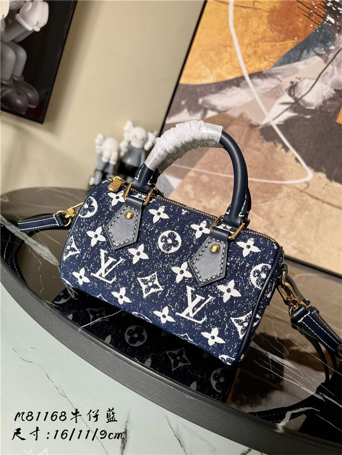 Louis Vuitton NANO SPEEDY Monogram jacquard denim Blue M81213 High