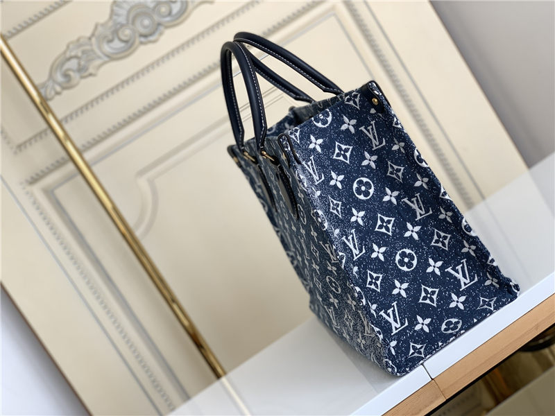 Louis Vuitton ONTHEGO MM Monogram Jacquard Denim Blue M59608 High