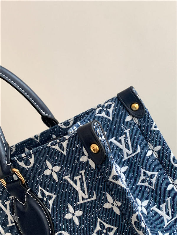 Louis Vuitton ONTHEGO MM Monogram Jacquard Denim Blue M59608 High