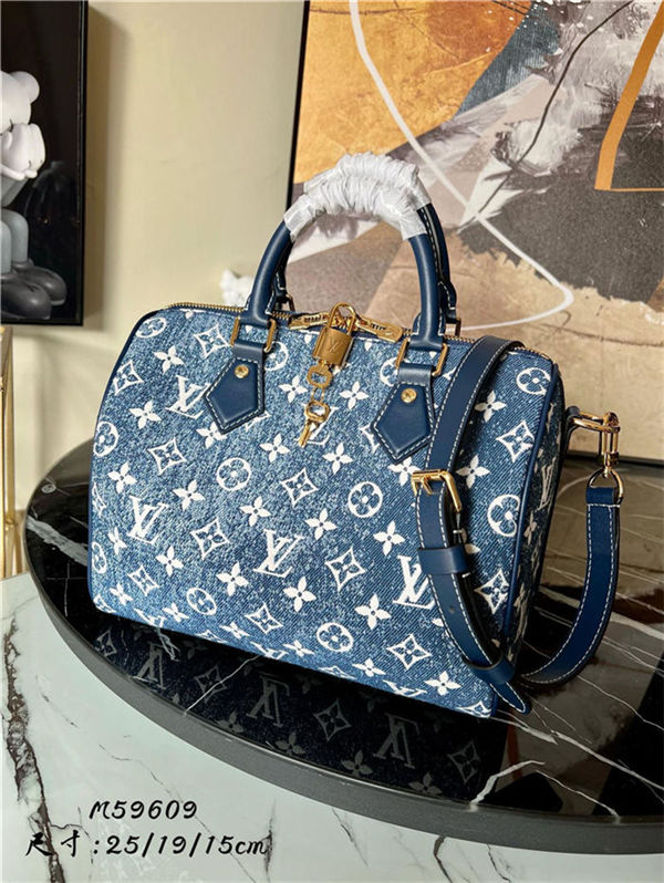 Louis Vuitton Speedy Bandouliere 25 Denim jacquard textile M59609 High