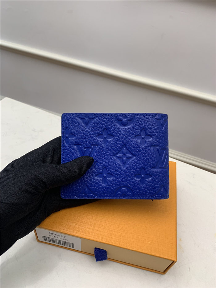 Louis Vuitton SLENDER WALLET Taurillon cowhide leather M80590 Blue High