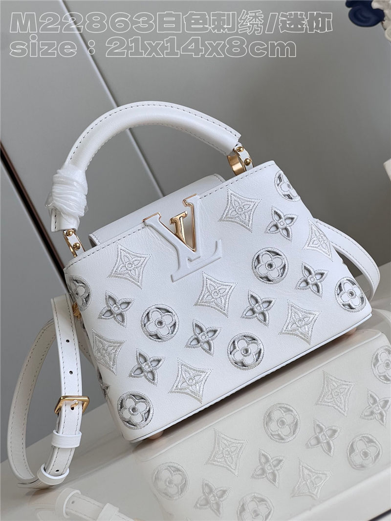 Louis Vuitton Capucines Mini Calfskin leather embroidery White M22922/M22863 High