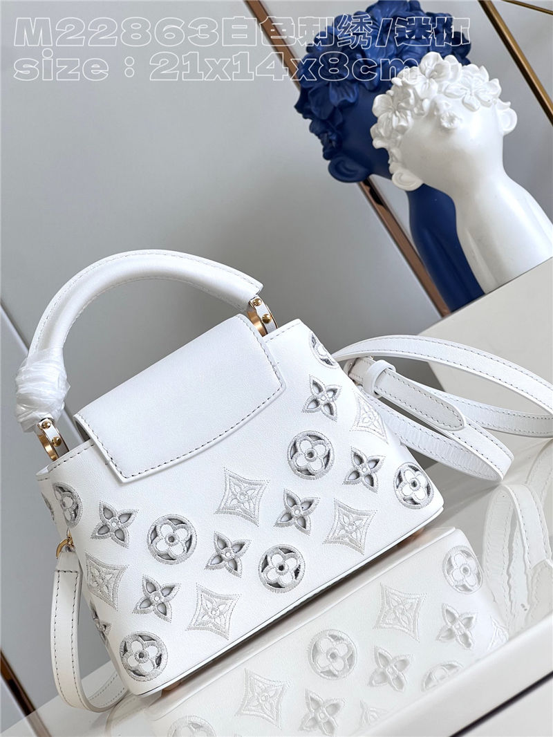 Louis Vuitton Capucines Mini Calfskin leather embroidery White M22922/M22863 High