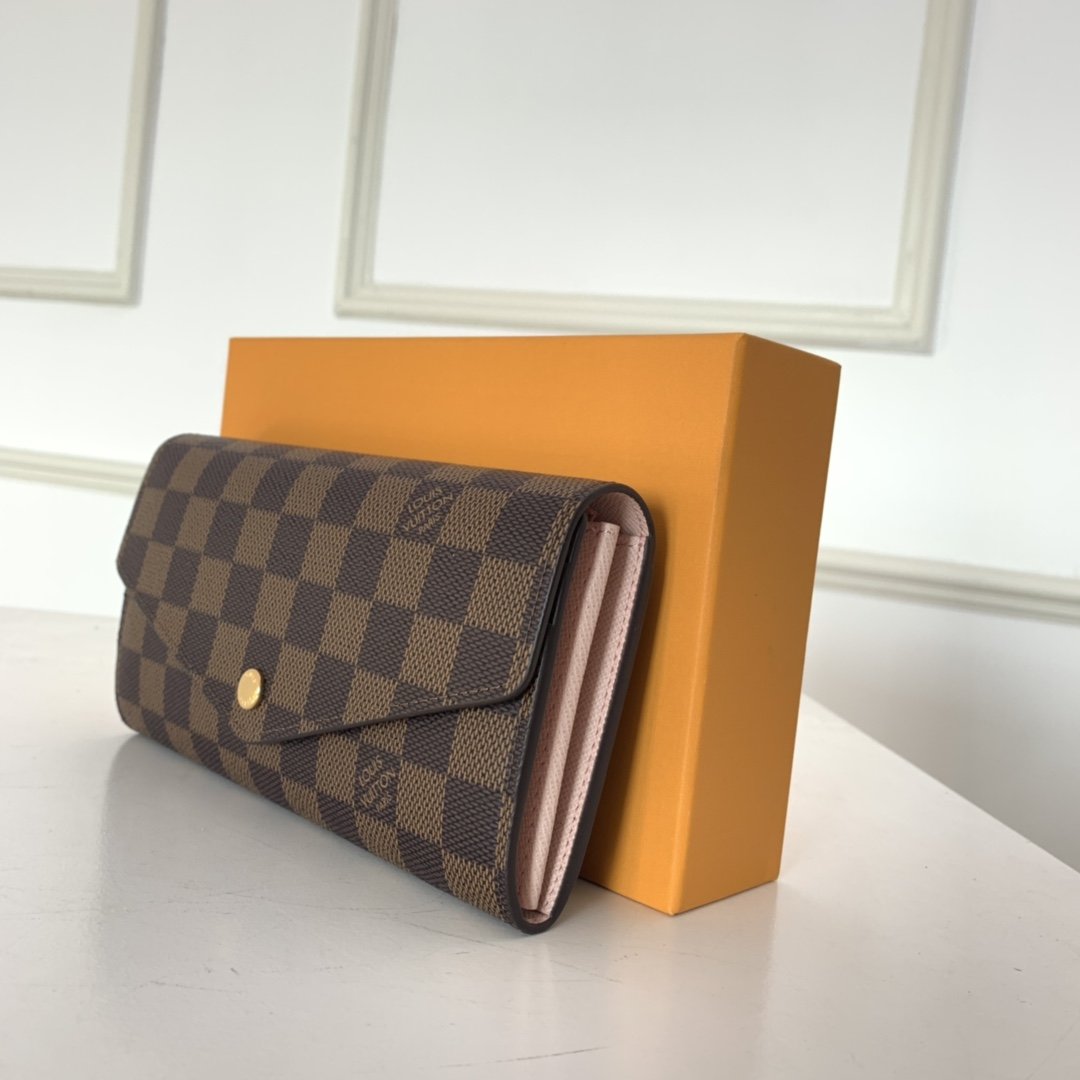 Louis Vuitton SARAH WALLET Damier Ebene Rose Ballerina High