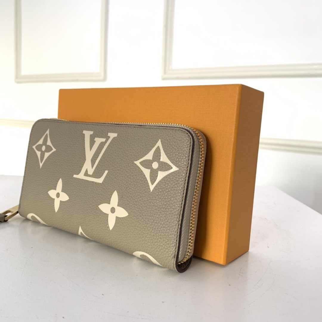 Louis Vuitton ZIPPY WALLET Monogram Empreinte Tourterelle Gray/Cream High