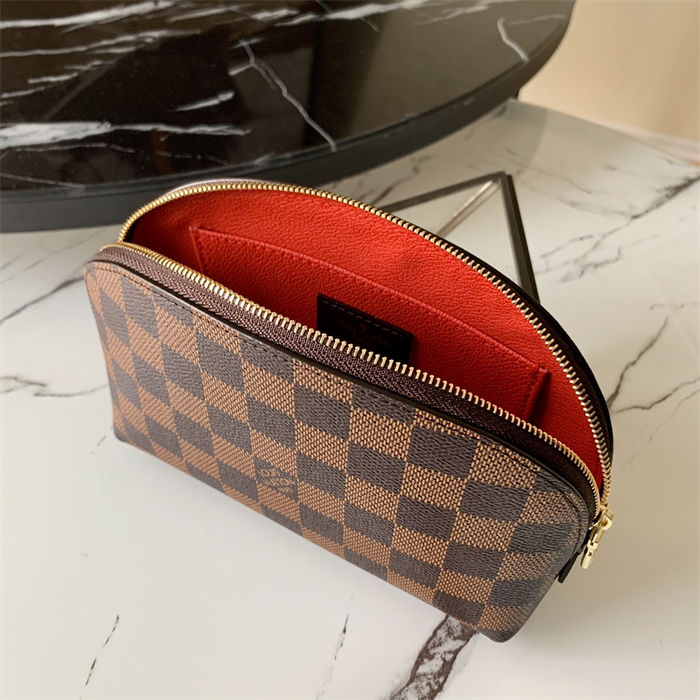 Louis Vuitton COSMETIC POUCH PM Damier Ebene N47516 High