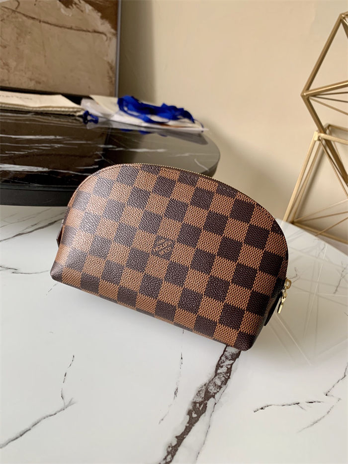 Louis Vuitton COSMETIC POUCH PM Damier Ebene N47516 High