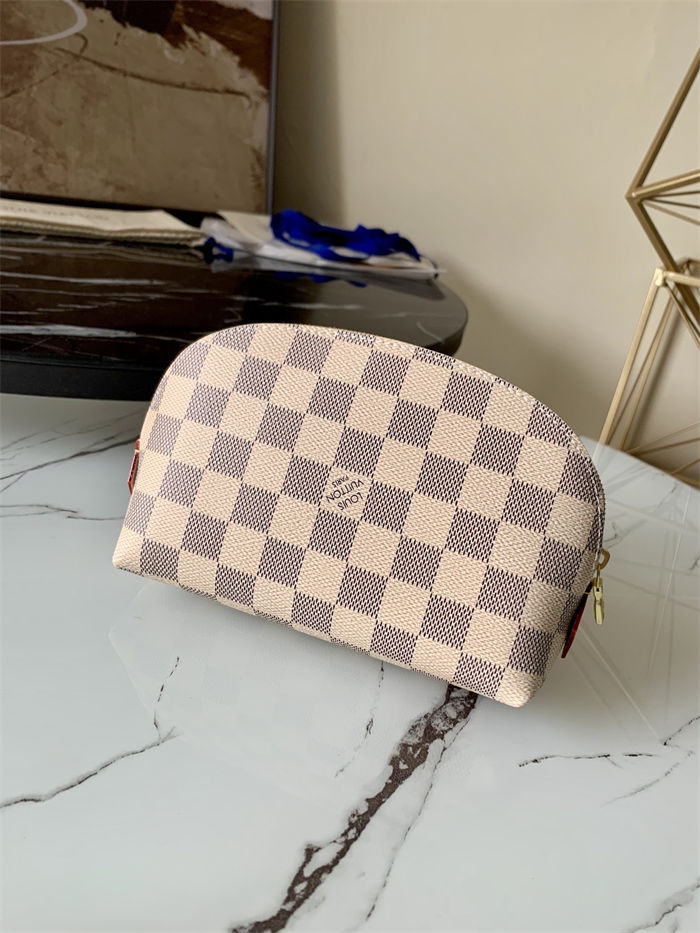 Louis Vuitton COSMETIC POUCH PM Damier Azur N47515 High