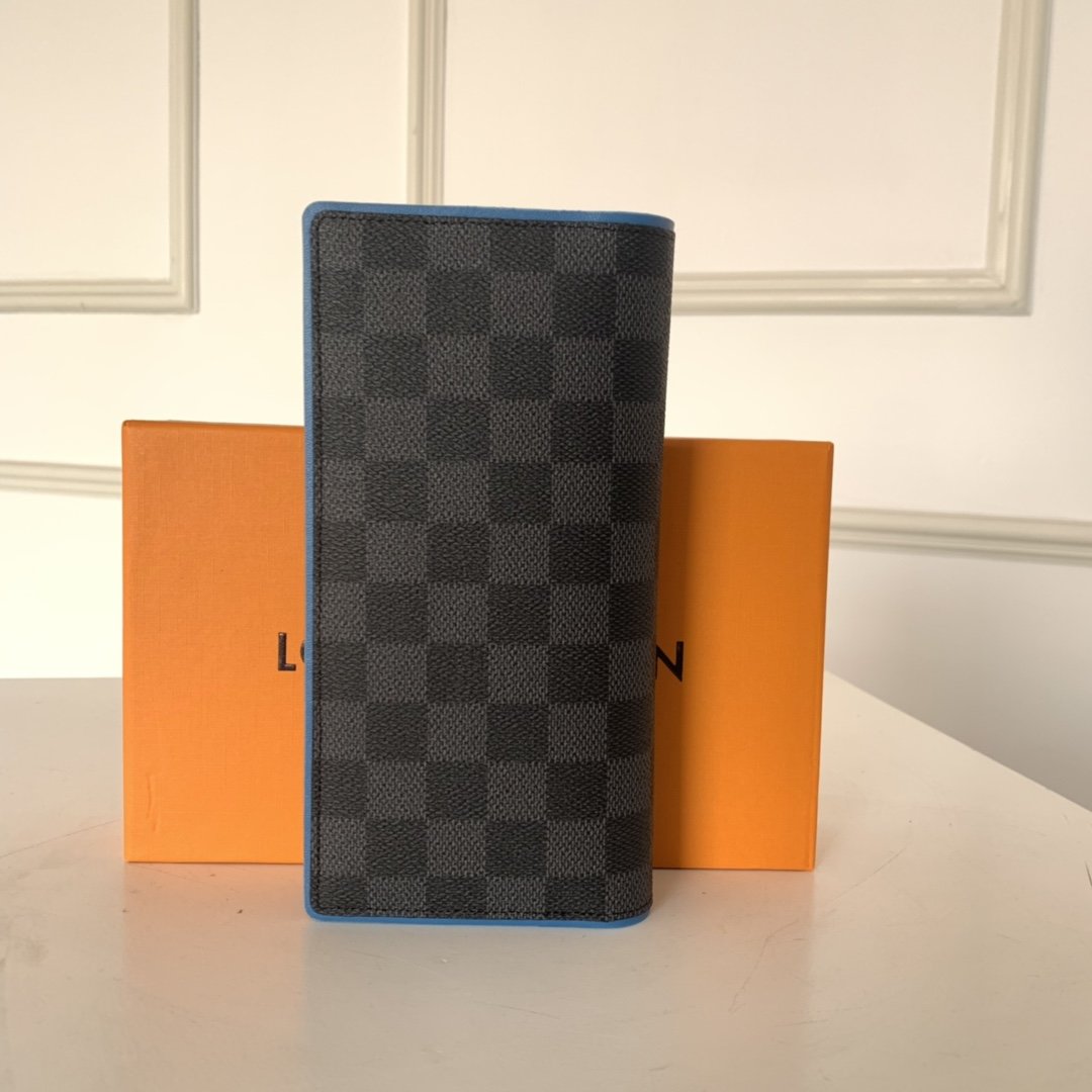 Louis Vuitton BRAZZA WALLET Damier Graphite Blue High