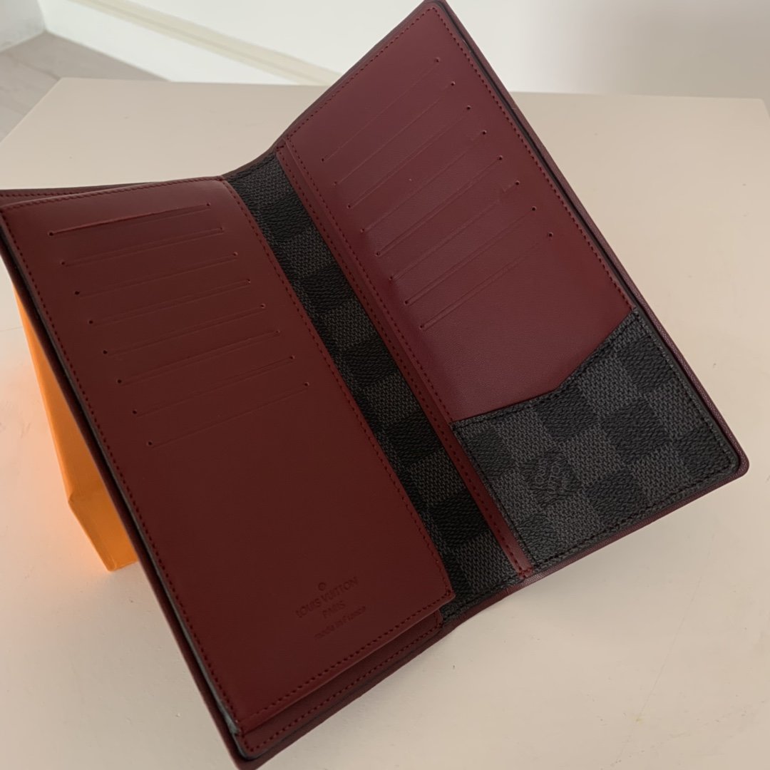 Louis Vuitton BRAZZA WALLET Damier Graphite Red High