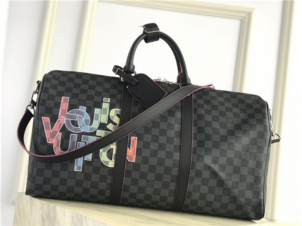 Louis Vuitton KEEPALL BANDOULIÈRE 50 Damier Graphite Red High