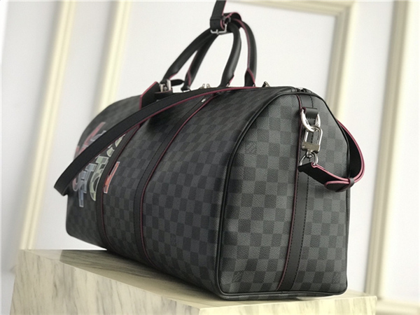 Louis Vuitton KEEPALL BANDOULIÈRE 50 Damier Graphite Red High