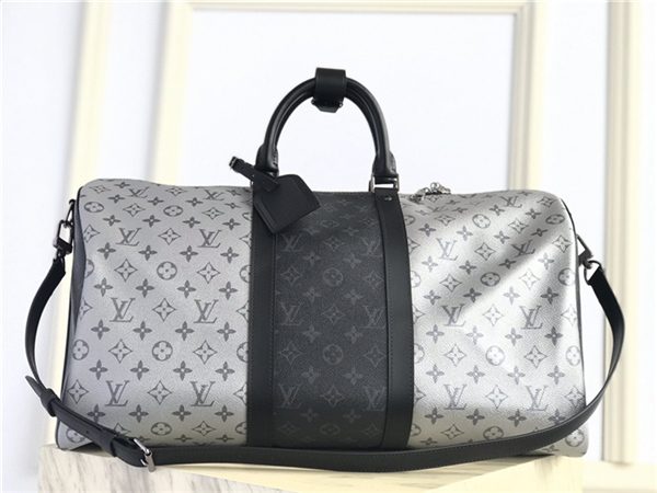 Louis Vuitton KEEPALL BANDOULIÈRE 50 Monogram Eclipse Silver High