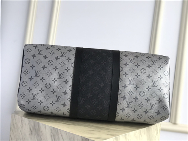 Louis Vuitton KEEPALL BANDOULIÈRE 50 Monogram Eclipse Silver High