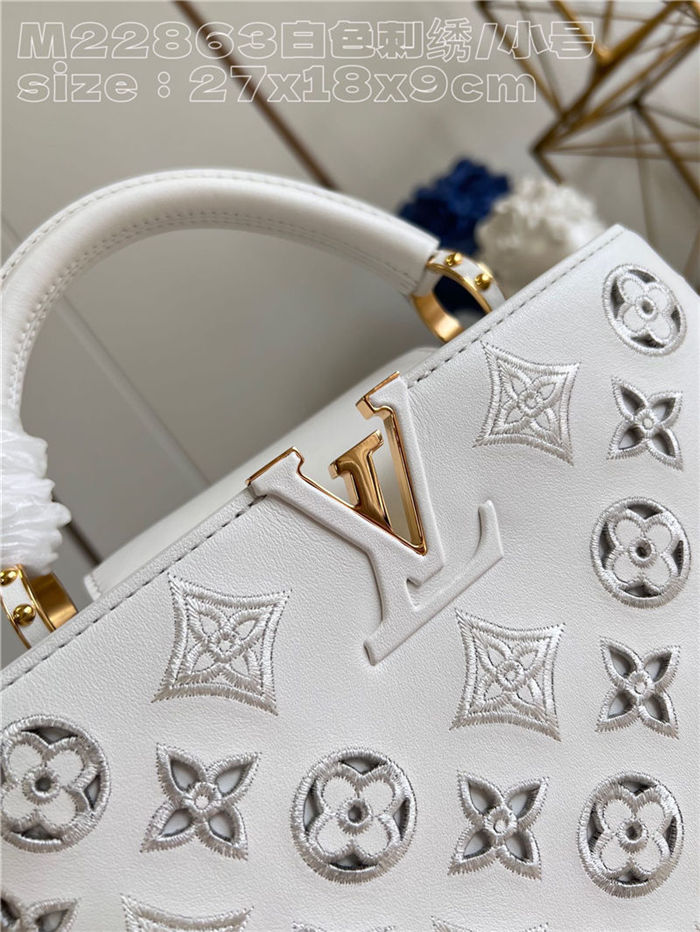 Louis Vuitton Capucines BB Calfskin leather embroidery White M22922/M22863 High