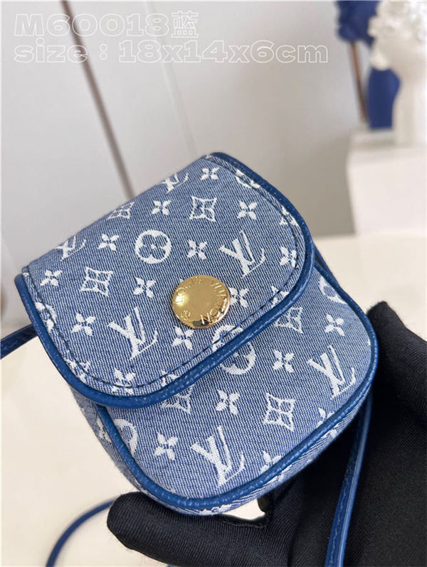 Louis Vuitton Pochette Cancun Shoulder Bag Pouch Denim M60018 Blue High