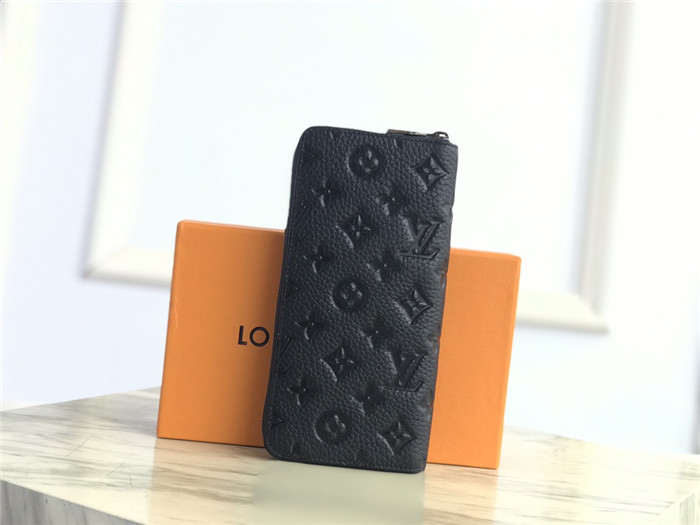 Louis Vuitton ZIPPY WALLET VERTICAL Taurillon Embossed Black High