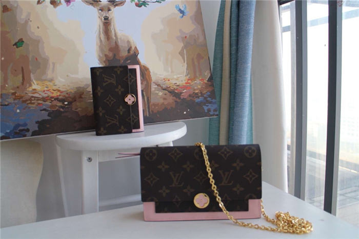 Louis Vuitton Flore Chain Wallet Monogram Canvas Pink