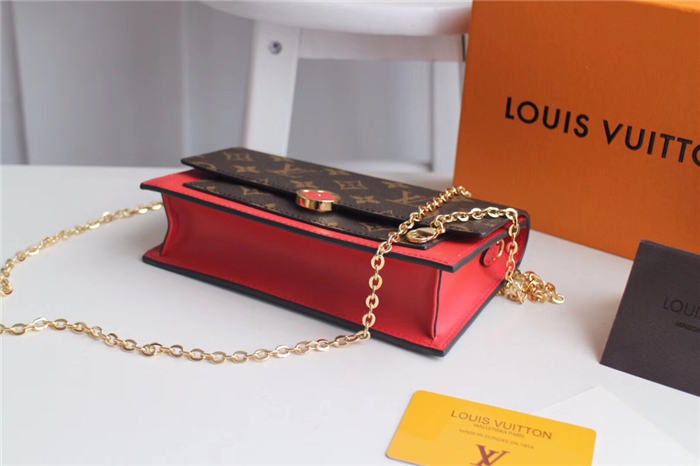 Louis Vuitton Flore Chain Wallet Monogram Canvas Red