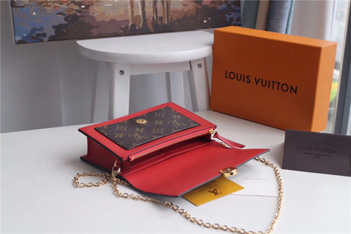 Louis Vuitton Flore Chain Wallet Monogram Canvas Red