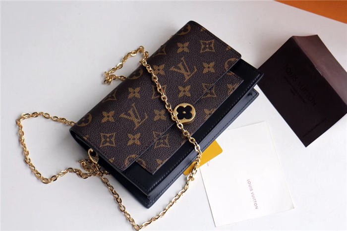 Louis Vuitton Flore Chain Wallet Monogram Canvas Black