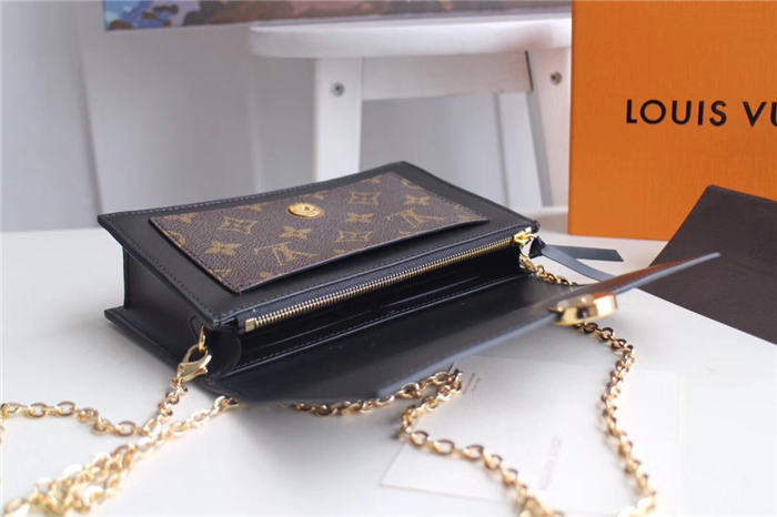 Louis Vuitton Flore Chain Wallet Monogram Canvas Black