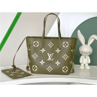 Louis Vuitton NEVERFULL MM Monogram Empreinte M46649 Light Khaki/Cream  High