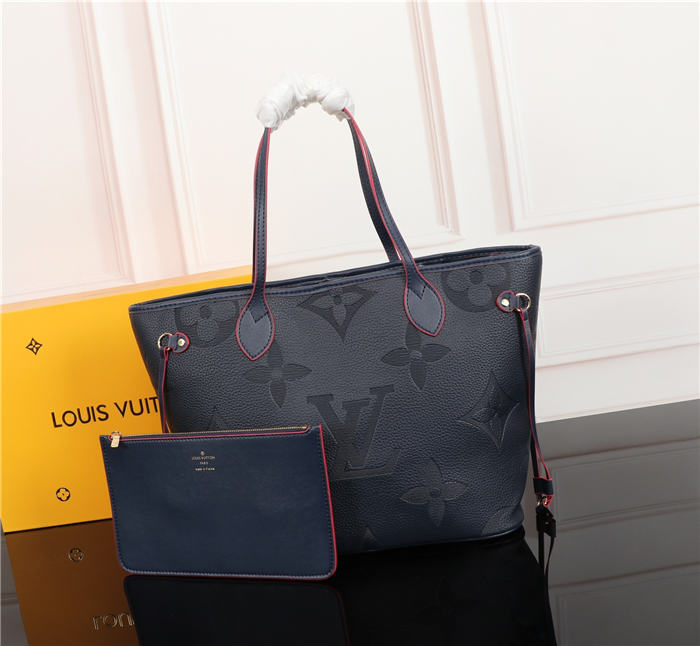 Louis Vuitton Neverfull MM Bag Navy Monogram Mid