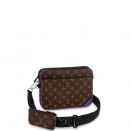 Louis Vuitton TRIO MESSENGER Monogram Macassar coated canvas and Purple cowhide leather M46266 High