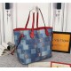 Louis Vuitton Neverfull MM Bag Monogram Denim Mid