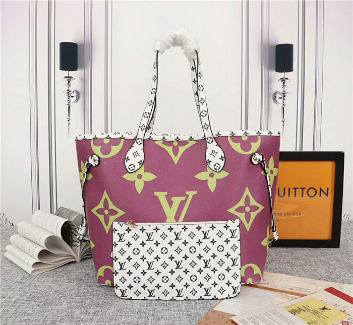 Louis Vuitton Neverfull MM Bag Monogram Pink Mid