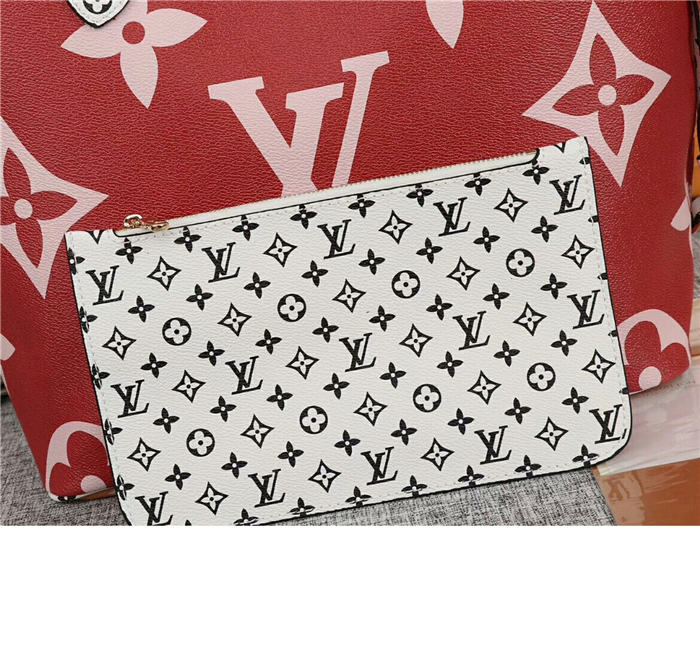 Louis Vuitton Neverfull MM Bag Monogram Red Mid