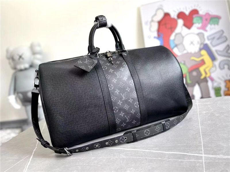 Louis Vuitton KEEPALL 50 BANDOULIÈRE Taiga and Monogram Eclipse High