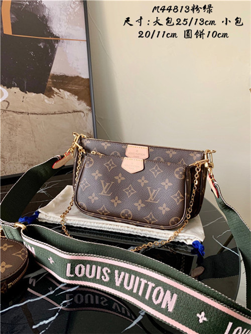 Louis Vuitton Multi Pochette accessories Monogram Canvas Pink/Green High