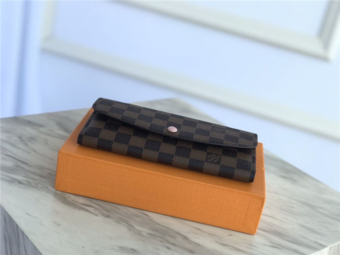 Louis Vuitton Emilie Wallet Damier Ebene Pink High