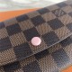 Louis Vuitton Emilie Wallet Damier Ebene Pink High