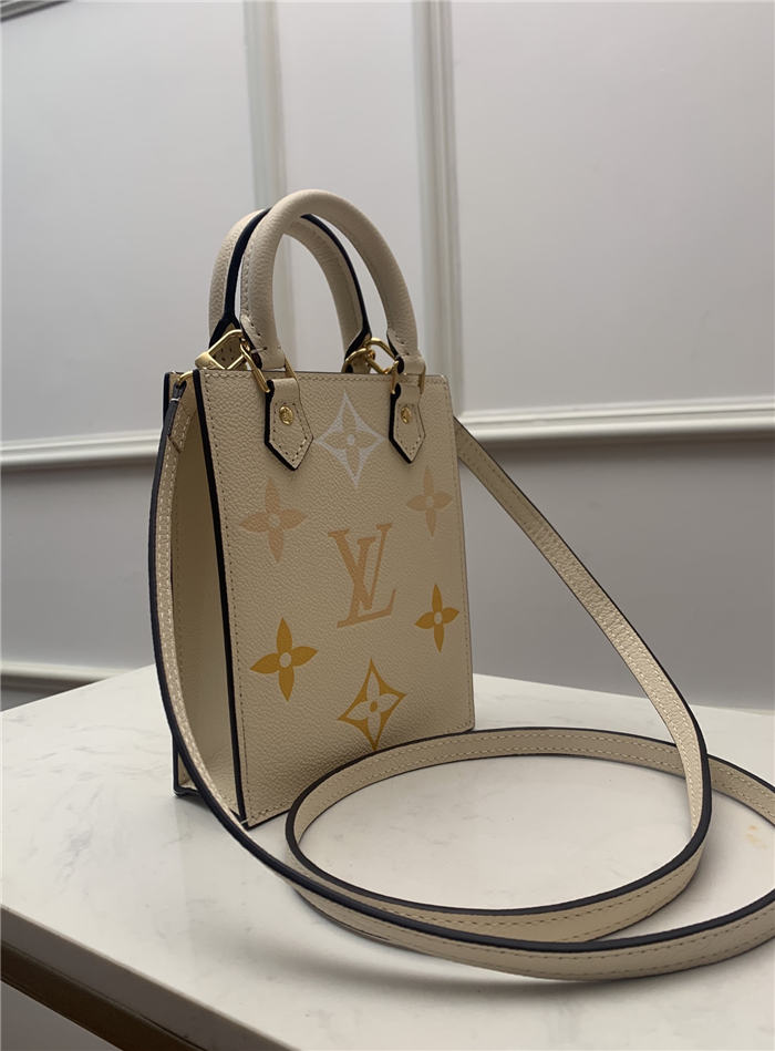 Louis Vuitton PETIT SAC PLAT Monogram Empreinte Cream / Saffron High