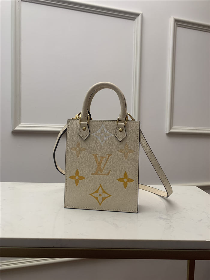 Louis Vuitton PETIT SAC PLAT Monogram Empreinte Cream / Saffron High