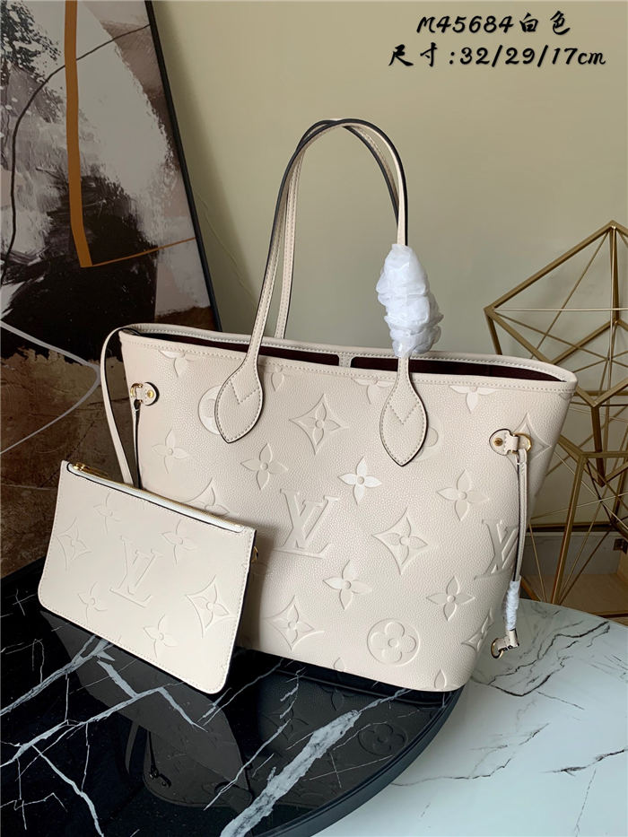 Louis Vuitton NEVERFULL MM Monogram Empreinte Cream M45684 High