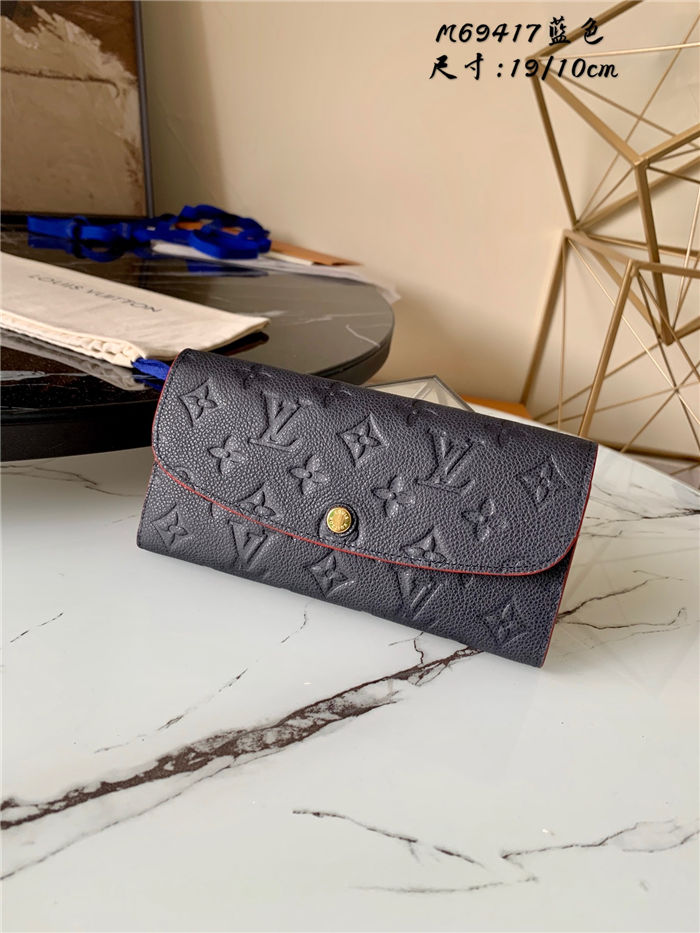 Louis Vuitton EMILIE WALLET Monogram Empreinte Navy M80360 High