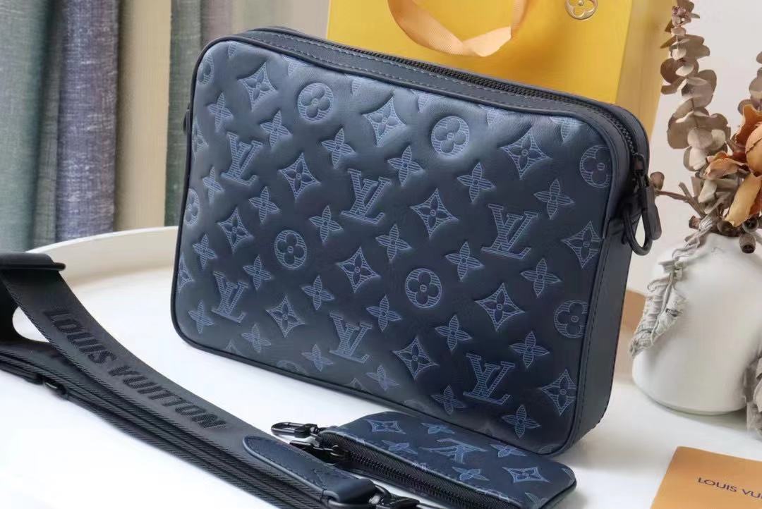 Louis Vuitton DUO MESSENGER Monogram Shadow Navy Blue M45730 High