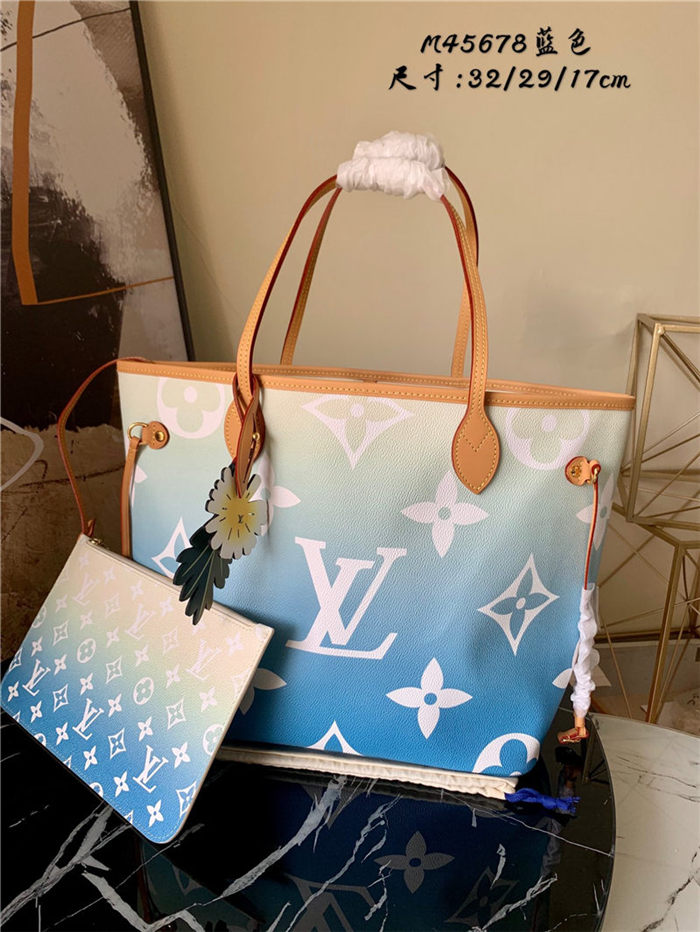 Louis Vuitton NEVERFULL MM Monogram Giant Blue M45678 High