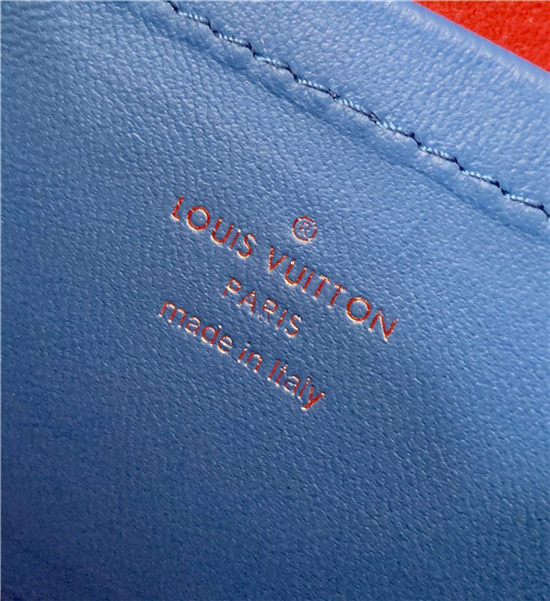 Louis Vuitton POCHETTE COUSSIN Monogram-embossed lambskin Blue/Red M80743 High