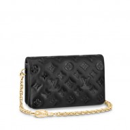 Louis Vuitton POCHETTE COUSSIN Monogram-embossed lambskin Black M80742 High