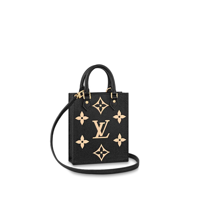 Louis Vuitton PETIT SAC PLAT Monogram Empreinte embossed supple grained cowhide leather Black M57937 High